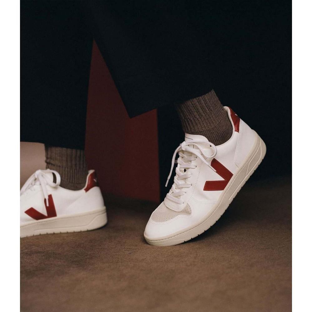 Veja V-10 CWL Women's Sneakers White/Red | CA 638NWY